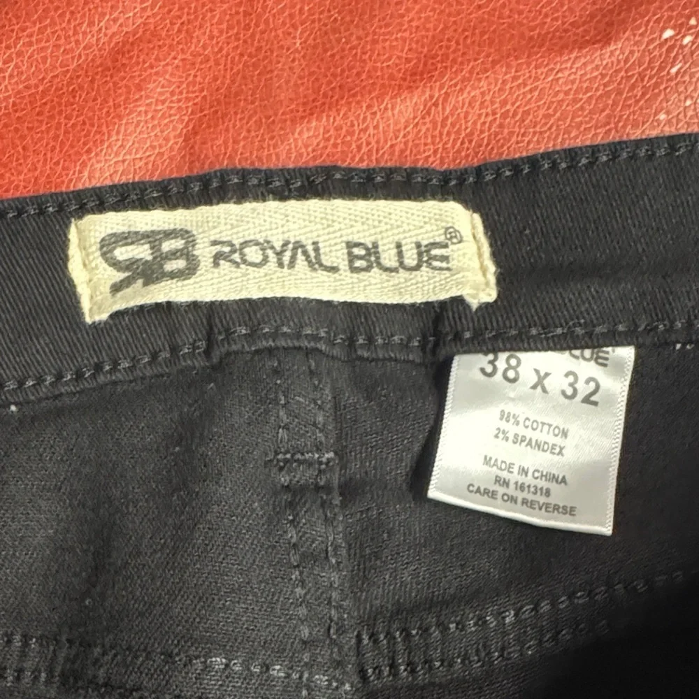 Royal Blue Men's Distressed Black Straight Jeans